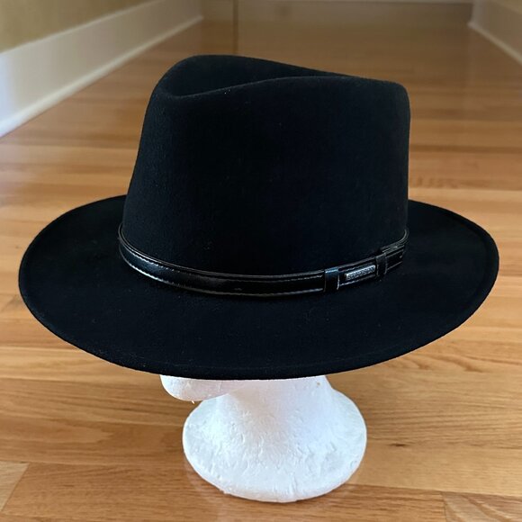 Stetson Crushable Black 100% Wool Fedora Size Large - Picture 1 of 14